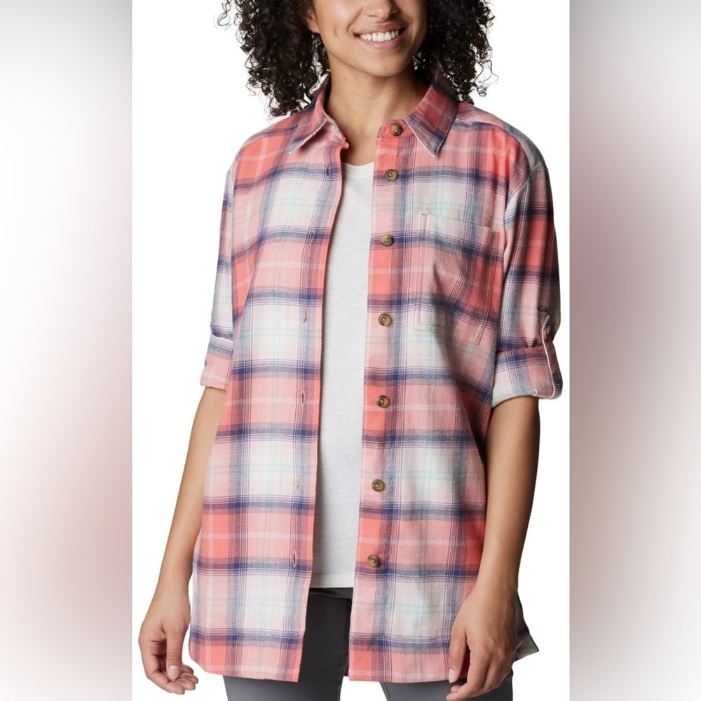 NWT Columbia Women's Holly Hideaway Flannel Shirt 100% Cotton.